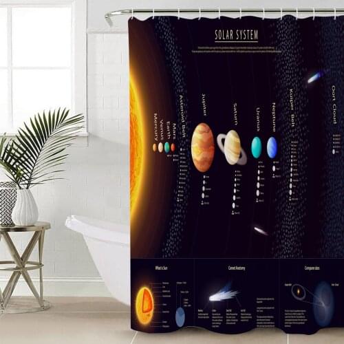 Earth Universe Galaxy Sun Shower Curtain Bathroom Decorative Waterproof Polyester Fabric Curtain for Bathroom