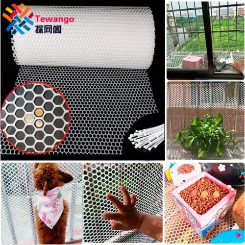 Tewango 1.64x16.4ft Window Balcony Stairs Protective Net Cat Anti-Falling Safety Fence Plastic Mesh Pet Mat Free Cut