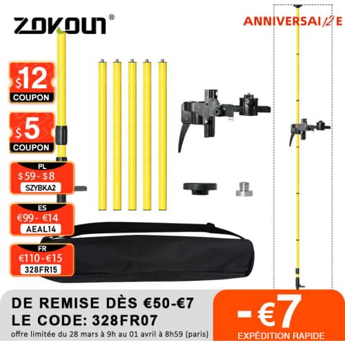 ZOKOUN 4M Telescopic Pole Extendable Bracket Holder Support Stand Ceiling Mount Line Leveling Rod for 1/4" Threaded Laser Level