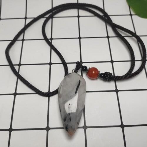 1pcs Natural White Quartz Crystal Pendant Necklace Stone Black Hair Healing crystal black rutiled Jewelry Accessories