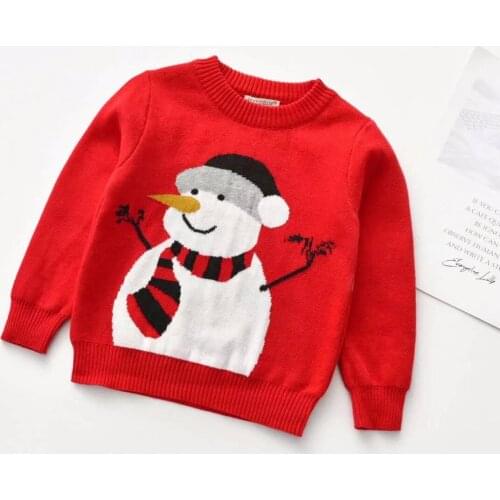 2020 0-6Y Christmas Toddler Baby Girls Boys Sweaters Top Snowman/Deer Long Sleeve Knited Red Top Pullover Xmas Outwear