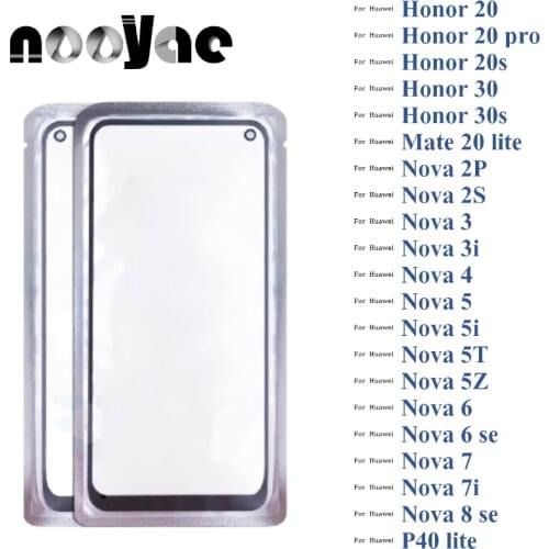 Digitizer LCD Sensor Glass For Huawei Nova 2P 2S 3 3i 4 5 5i Pro 5T 6 7 7i 8 SE Magic Touch Screen Glass lens With OCA 5pcs/lot