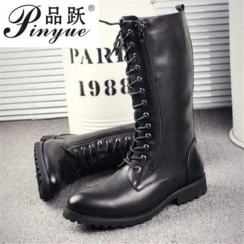 Mens Combat Outdoor Shoes Male Boots Fashion Cold-Proof Non-Slip Casual Shoes Casual Shoes Punk Vintage zipper biker boots
