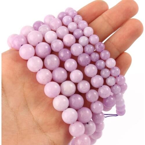 Wholesale 6/8/10mm Purper Jades Stone Beads Natural Stone Round Loose Beads for Jewelry Making DIY Bracelets Necklace 15