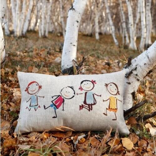 Childhood cute Linen Cotton Pillow Cushion Car Office Cushions Home Decor Sofa Cushions 30cm*50cm