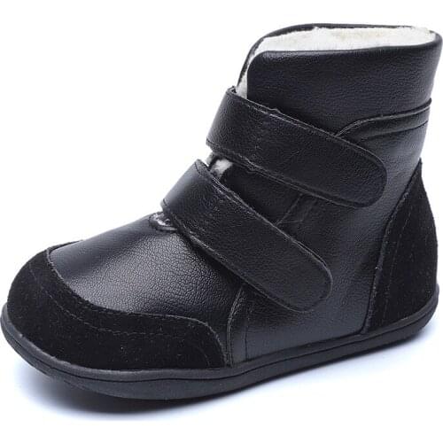 Geanuine Leather Baby Boy Winter Snow Boots warm lambswool Fur Kids shoes Girls Boots Children Ankle Boots