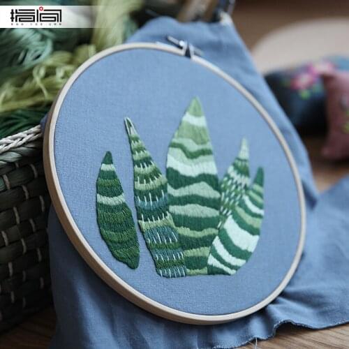 Hot sale blue fabric hand embroidery diy material package 11CT 14CT aida cross stitch fabric embroidery hand kit uninclude hoop