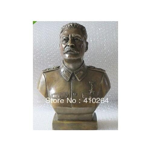 [Nice Discount ] fast 12"Western Art Bronze Copper sculpture Joseph Stalin Bust statue