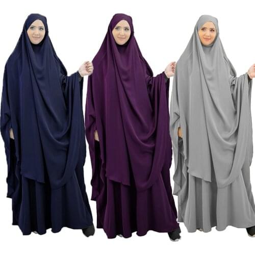 Eid Muslim 2 Piece Prayer Garment Hijab Dress Set Women Long Khimar Skirt Jilbab Abaya Ramadan Islamic Niqab Musulman Ensembles
