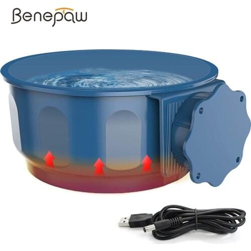 Benepaw Electric Heating Dog Bowl Hanging Crate Durable Nontoxic Food Water Pet Feeder Drinking 600ml/25oz Easy Installation
