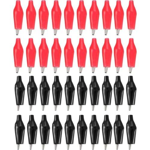 Alligator Clip crocodile electrical Clamp hot DIY 100PCS Metal FOR Testing Probe Meter 28MM Black and red Plastic Boot