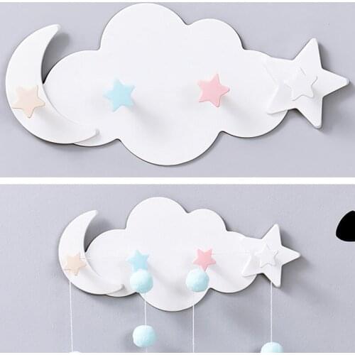 1pcs Cute Cloud Star Wall Mounted Hooks DIY Plastic Clothes Hooks Shelf Hanging Hanger Adhesive Hooks Home Racks Wall Decoration