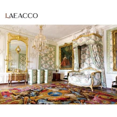 Laeacco Old Vintage Luxury Living Room Chandelier Sofa Carpet Interior Photographic Backdrop Photo Background Photocall Photo