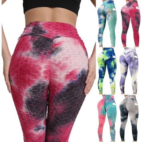 Leggings Women Tie-dye Honeycomb Fitness Pants Womens Pringing Hip Lifting Exercise Fitness Running High Waist Trouser лосины