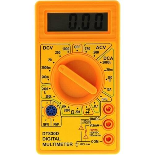DT-830D Digital Multimeter with Buzzer Square Wave Output Voltage Ampere Ohm Tester Probe DC AC LCD Overload Protection