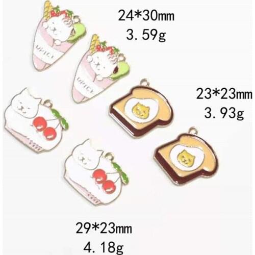 Cartoons Creativity Dripping Oil Kitten Hippo Animal Series Alloy DIY Jewelry Accessories Rubber Band Earring Bracelet Pendants