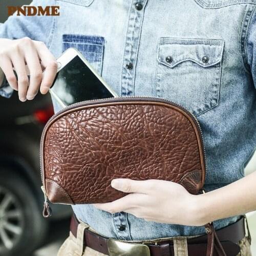 Designer high-quality luxury genuine leather mens clutch bag casual simple natural real cowhide large capacity phone wallet