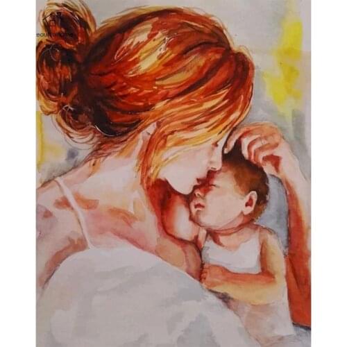 GATYZTORY Mother and child DIY Painting By Numbers Kit Drawing Painting By Numbers With Wooden Frame Unique Gift Artwork
