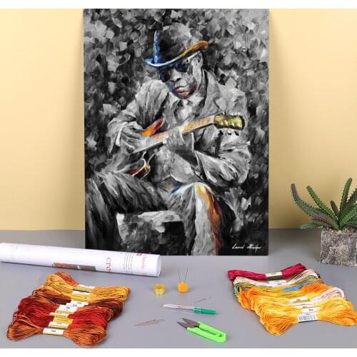 John Lee Hooker Blues Printed Fabric 11CT Cross-Stitch Kit Embroidery DMC Threads Sewing Handicraft Handiwork Jewelry