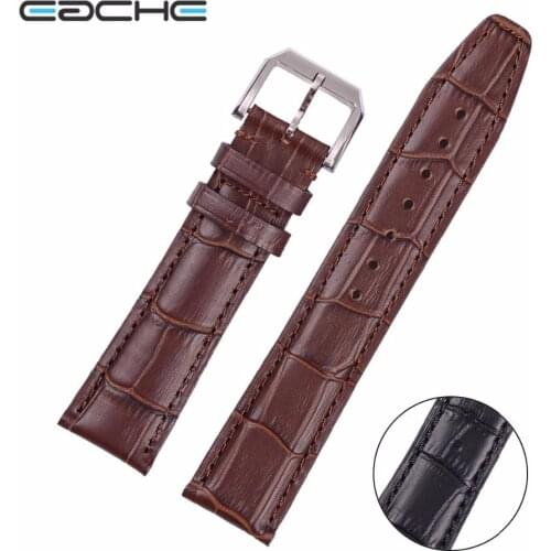 New Arrive 20mm 22mm Brown Black Genuine Leather Watchbands Croco Pattern Watch Straps With Silver And Black Buckle