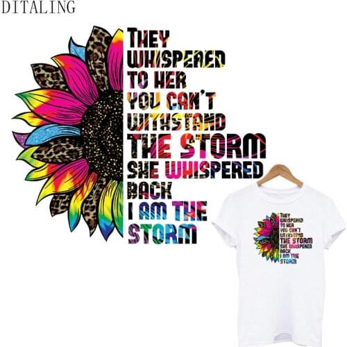 Sunflower Patch On Clothing Fashion Girl Heat Transfer Sticker They Whispered To Her DIY Washable T-Shirt For Lady Iron On Patch