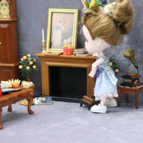 1:12 Scale Dollhouse Furniture Miniature Fireplace and Firewood Rack Holder Set for Doll House, Miniature Accessory