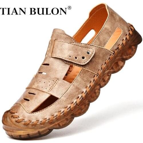 Summer Mens Leather Sandals Designer Mens Shoes Causal Sneakers Handmade Outdoor Beach Slippers Slip-on Loafers Zapatos Hombre