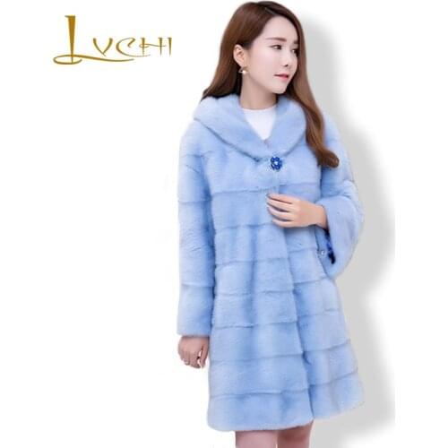 LVCHI 2019 New Queen Real fur Mink Coat For Women The Sable Long Fur The Mink Casual Coat Grass The Best Gift for Wife