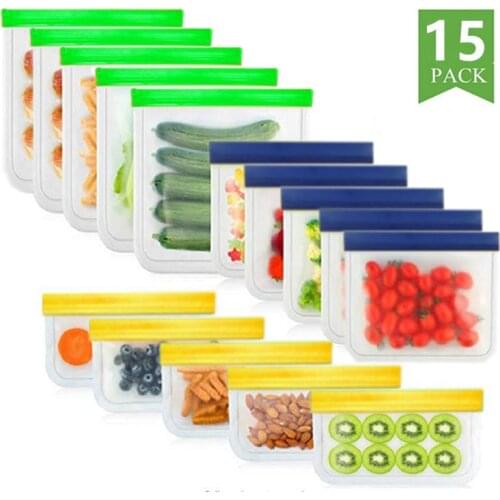 Silicone Food Bag Frosted Silicone Food Bag Reusable Frozen Food Bag Zipper Leak-Proof Top Fruit Bag Food Storage Ziplock Bag