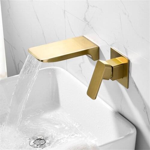 Bathroom Basin Faucets Solid Brass Single Handle In-Wall Hot & Cold Sink Mixer Tap Gold/Black/Chrome Lavatory Water Crane Tap