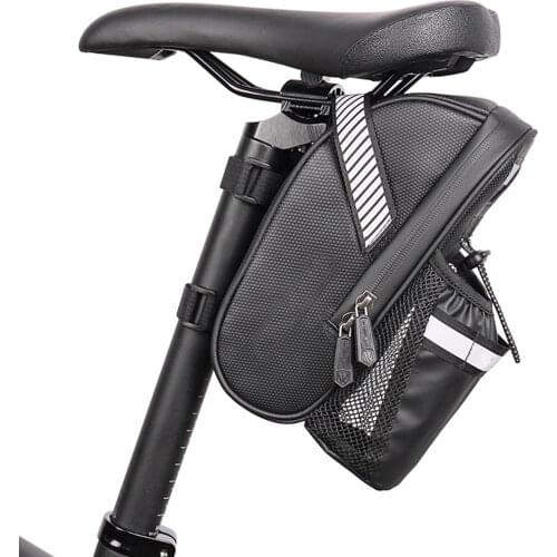 Bicycle Under Saddle Bag With Water Bottle Pocket Splash-proof Waterproof MTB Road Bike Storage Bag Rear Seat Tail Bag