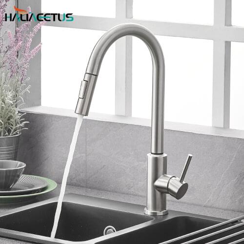 Kitchen Faucets Brass Basin Pull-Out Faucet Cold&Hot Water Single Handle Single Hole Kitchen Mixer Tap Two Water Outlet Modes