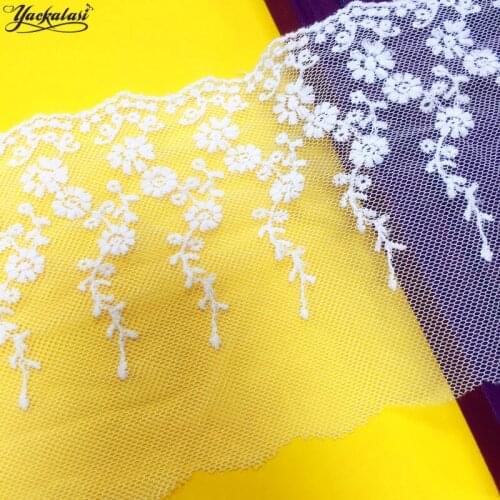 YACKALASI 20 Yds/Lot Cotton Embroidery Lace Floral Trims Soft Nylon Tulle Applique Sewing Apparel Trim 12cm Black-Better Qality