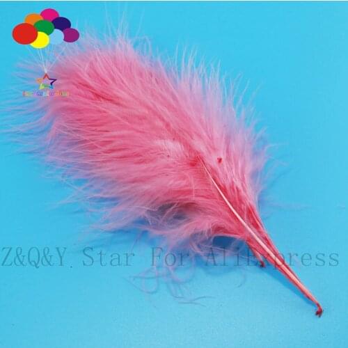 10-15CM (4-6 inches) natural 100PCS turkey hair dyed watermelon red full velvet decoration DIY jewelry show costume feather