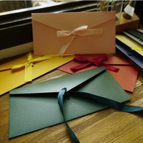 100pcs Retro Creative Color Thickened Large Butterfly-knotted Pearlescent Paper Special Paper Envelope Postcard Large Envelope