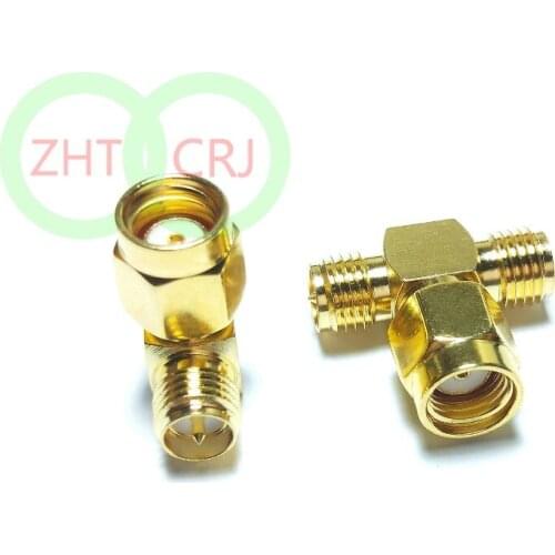 1000 pcs RP-SMA male to two RP-SMA female triple T in series RF adapter 3 way New