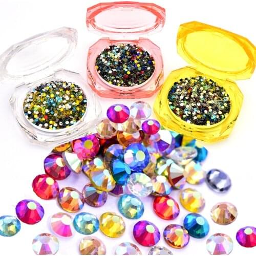 1440pcs Mixed Color Crystal Rhinestone Flatback Nail Garment Decor Super Glitter Glue on Non Hotfix Strass Rhinestones A147