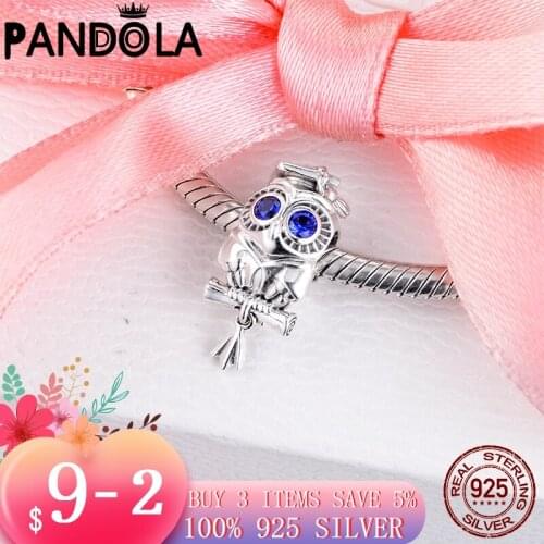 2021 new Arrival 925 Sterling Silver Wise Owl Graduation Charms Beads Fit Original Pandora Charms Bracelet Jewelry Gift