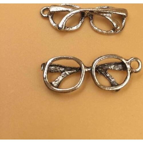 25pcs/lot Antique Silver Plated 12x32mm Glasses Alloy Charm Pendant Fit DIY Jewelry Findings