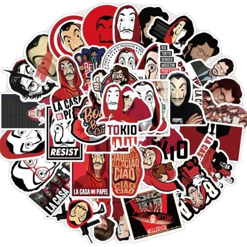 50pcs Money Heist house of paper Sticker For DIY Luggage Laptop Skateboard Car Decor Funny Sticker