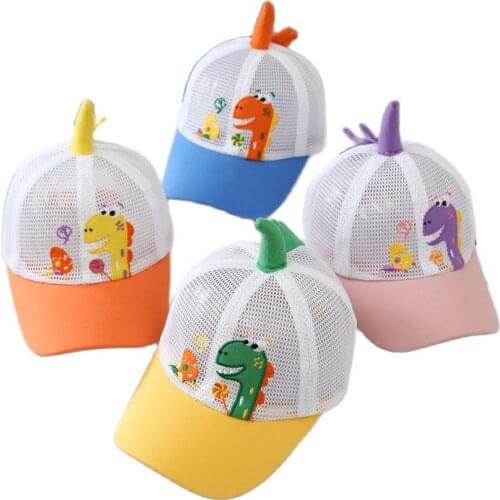 Doitbest Cartoon dinosaur Kids Baseball Cap Summer Mesh Breathable Boy Girls Sun Hat Hip Hop Children Outdoor Beach Casual caps