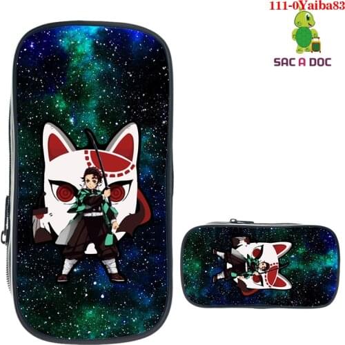 Demon Slayer: Kimetsu No Yaiba Tanjirou Nezuko Kochou Giyuu Student Storage Zipper Pen Bag 3D Pencil Case Cosmetic Stationery