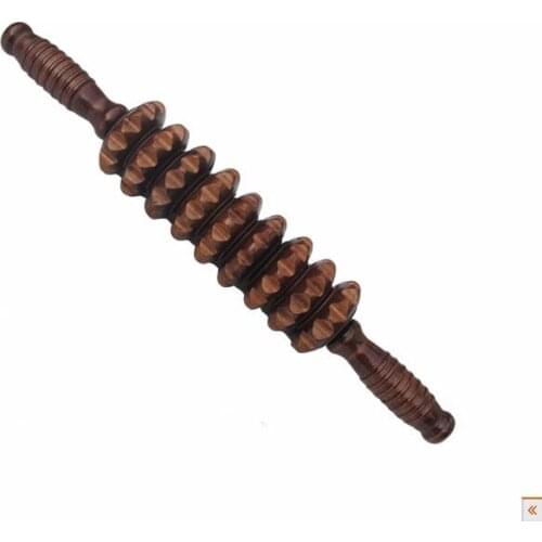 Wooden massager roller stick thin waist back leg massage relieve back fatigue 39 cm length