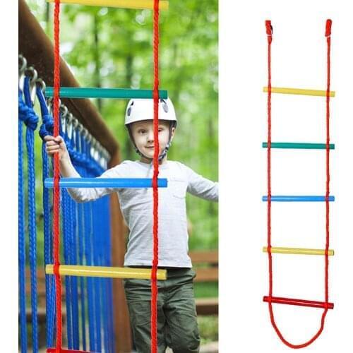 Kids Wooden Swing Rope Ladder Outdoor Playground Climbing Wooden Rope Ladder Training Activity Safe Sports Rope Swing Toy