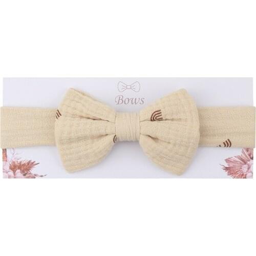 Child Girls Elastic Bow Headband Solid Color Bowknot Hair Band Kids Soft Cotton Headwear Turban Hair Accessories