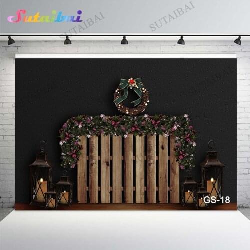 The Head of A Bed Wooden Board Photography Backdrop Headboard Christmas Wreath Newborn Portrait Background Photocall PhotoStudio
