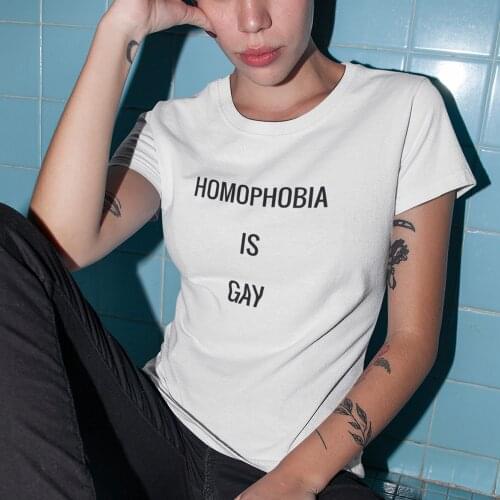 Homophobia Is Gay T-Shirt Funny Casual O-Neck Style Crewneck High Quality Aesthetic Tops Women Trendy Clothing Tshirt