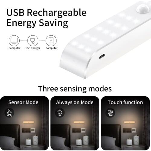 Hot Sale LED PIR Motion Sensor Light USB For Kitchen Wardrobe Stairs Charging Body Infrared Sense Bedroom Porch Night Light