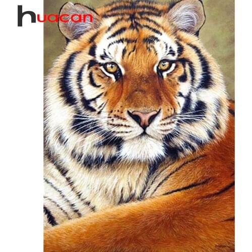 Huacan Full Square/Round Diamond Painting Tiger Kit 5D DIY Paint With Diamonds Embroidery Animal Decorations Home
