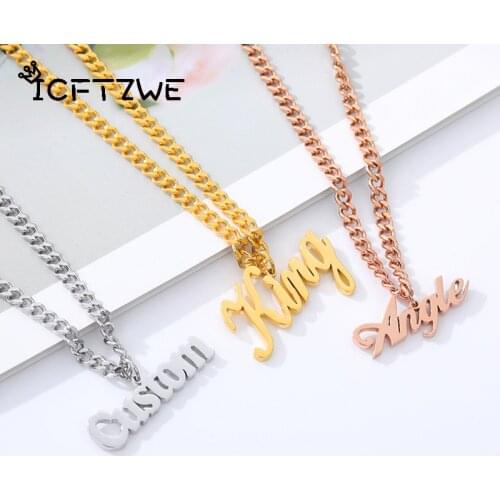 Personalized Fashion Custom Name Pendant Necklace For Women Stainless Steel Gold Rose Gold customized Jewelry Accessories Gift